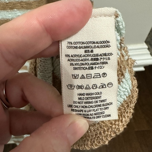 FREE PEOPLE Sweater Dress Women's Counting Stripe Swing Tunic Camel Mint Sz S - Picture 7 of 14